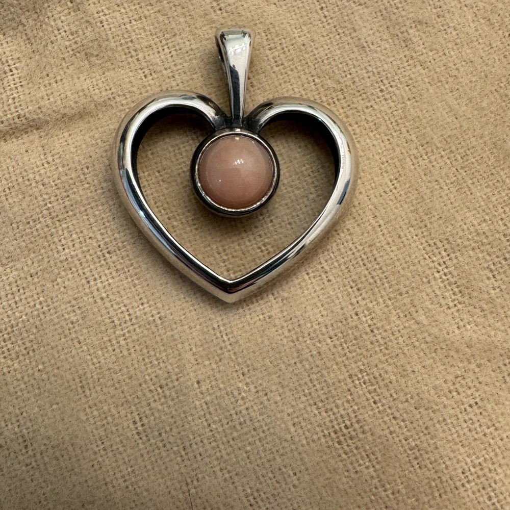 James Avery Silver Heart Brooch with Pink Stone
